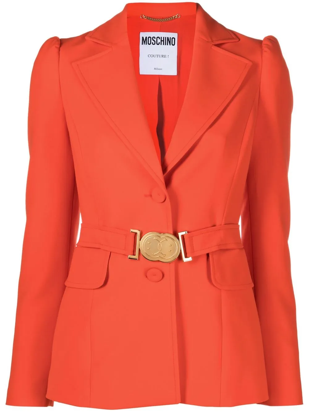 

Moschino logo-plaque belted blazer - Red