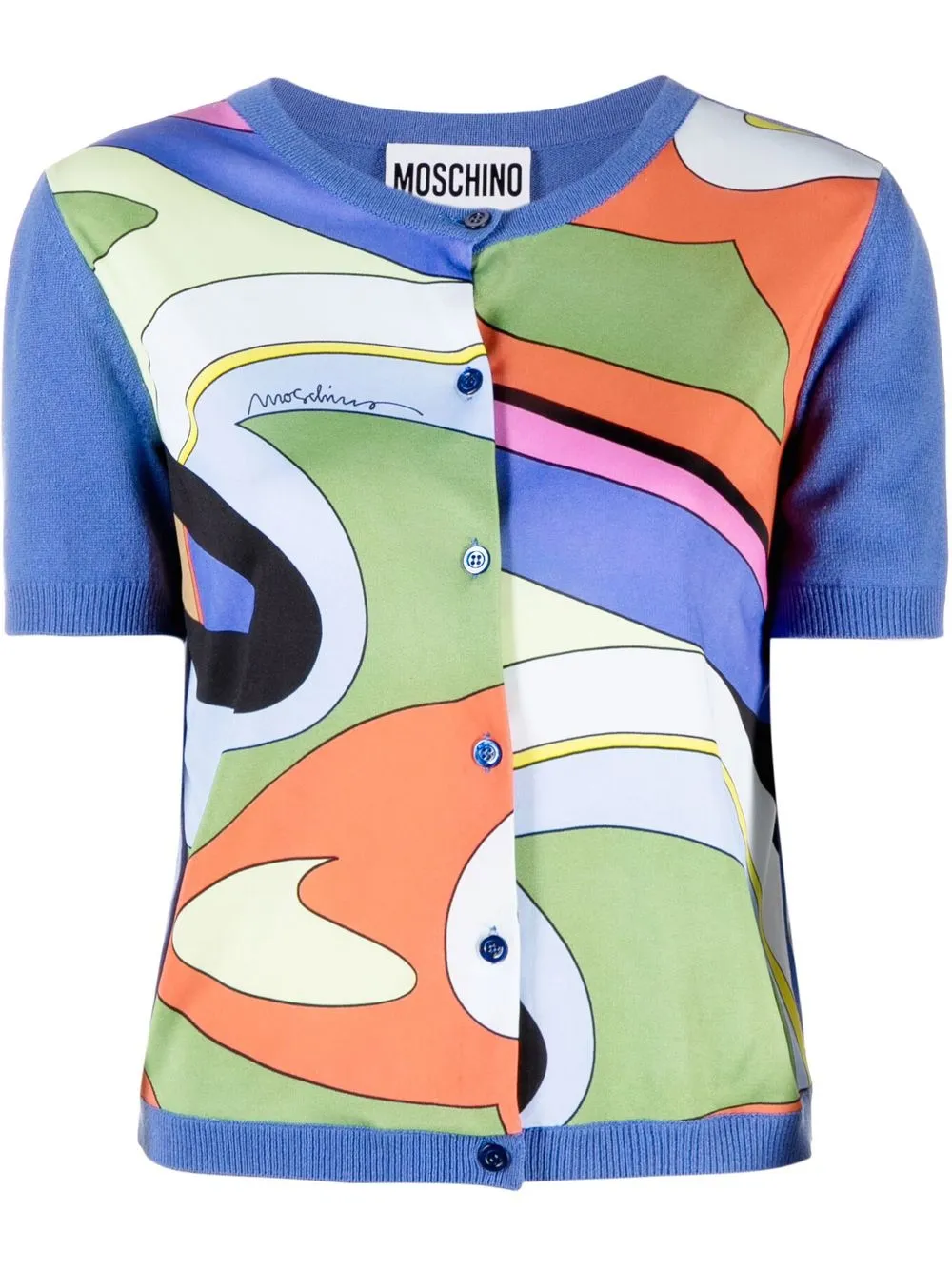 

Moschino abstract-pattern knit top - Blue