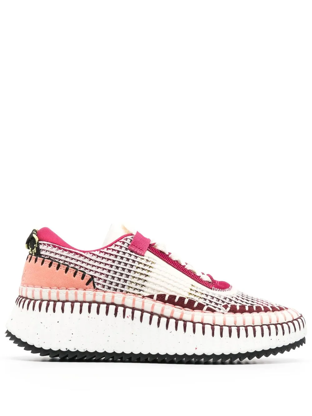 

Chloé panelled lace-up sneakers - Red