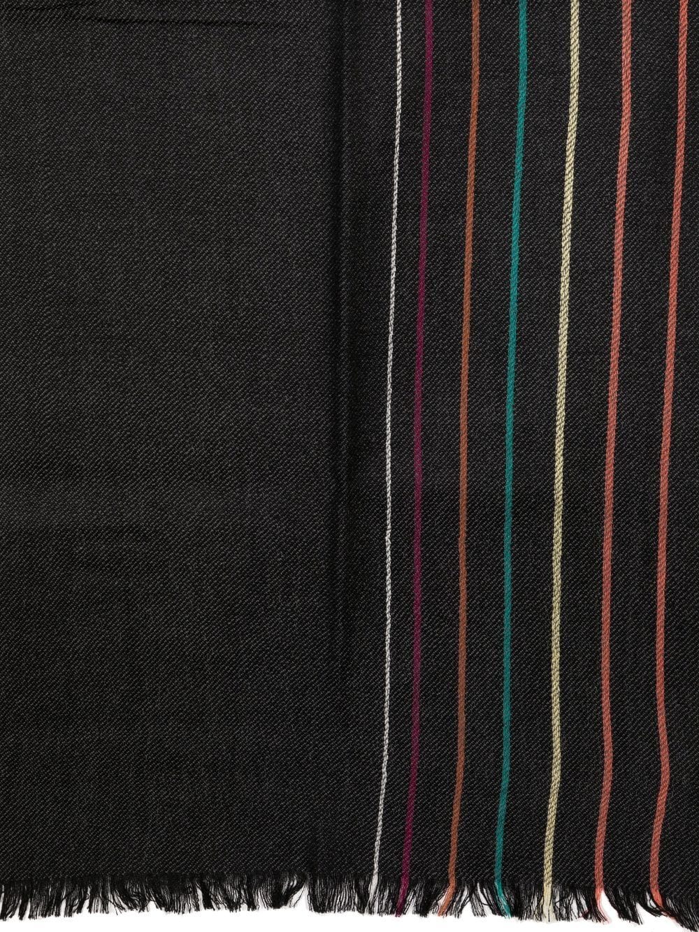 Shop Paul Smith Wool-silk Signature Stripe Scarf In Black