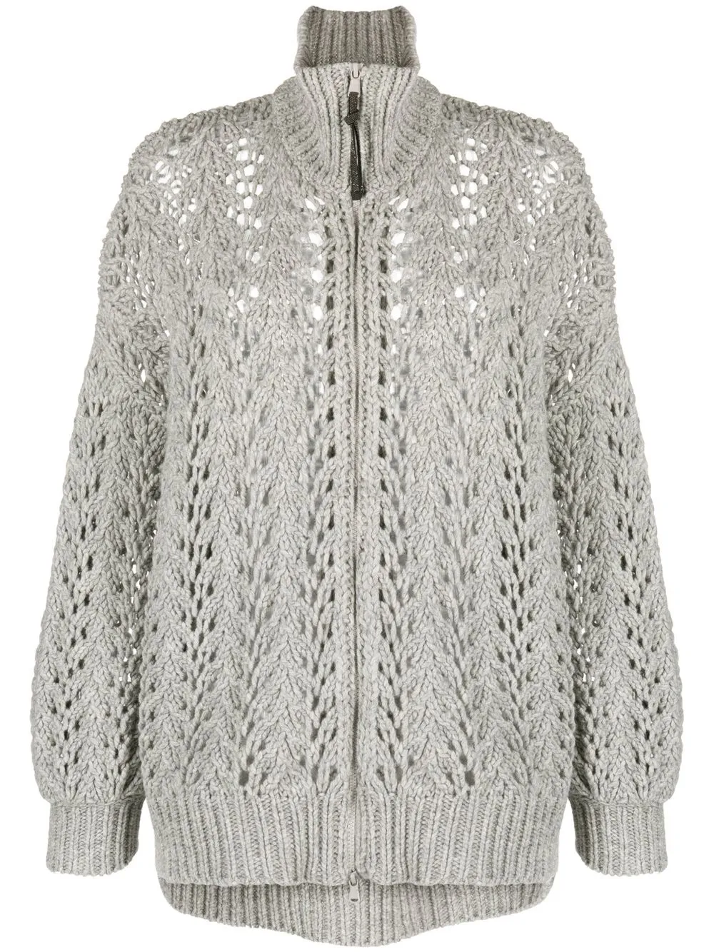 

Brunello Cucinelli crochet zip-up cardigan - Grey
