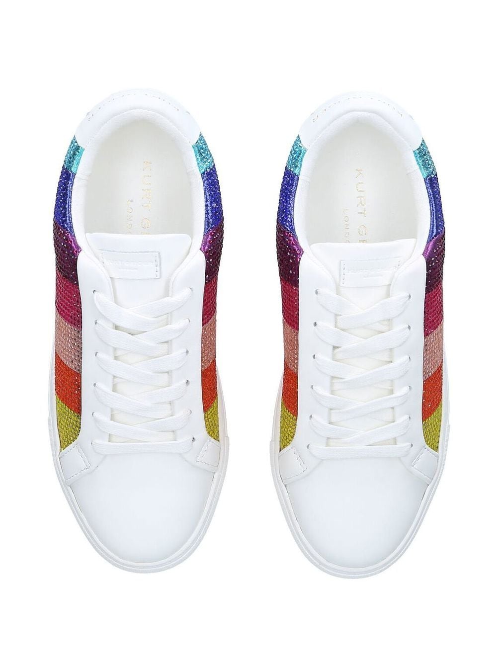 Shop Kurt Geiger Laney Rainbow Stripe Low-top Sneakers In White