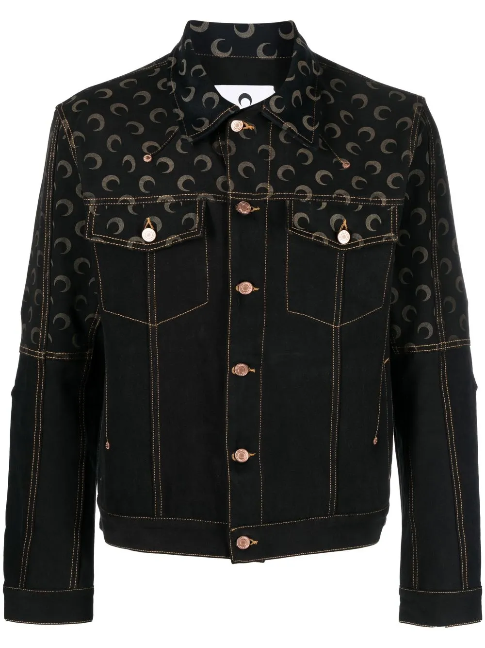 

Marine Serre crescent-moon print denim jacket - Black