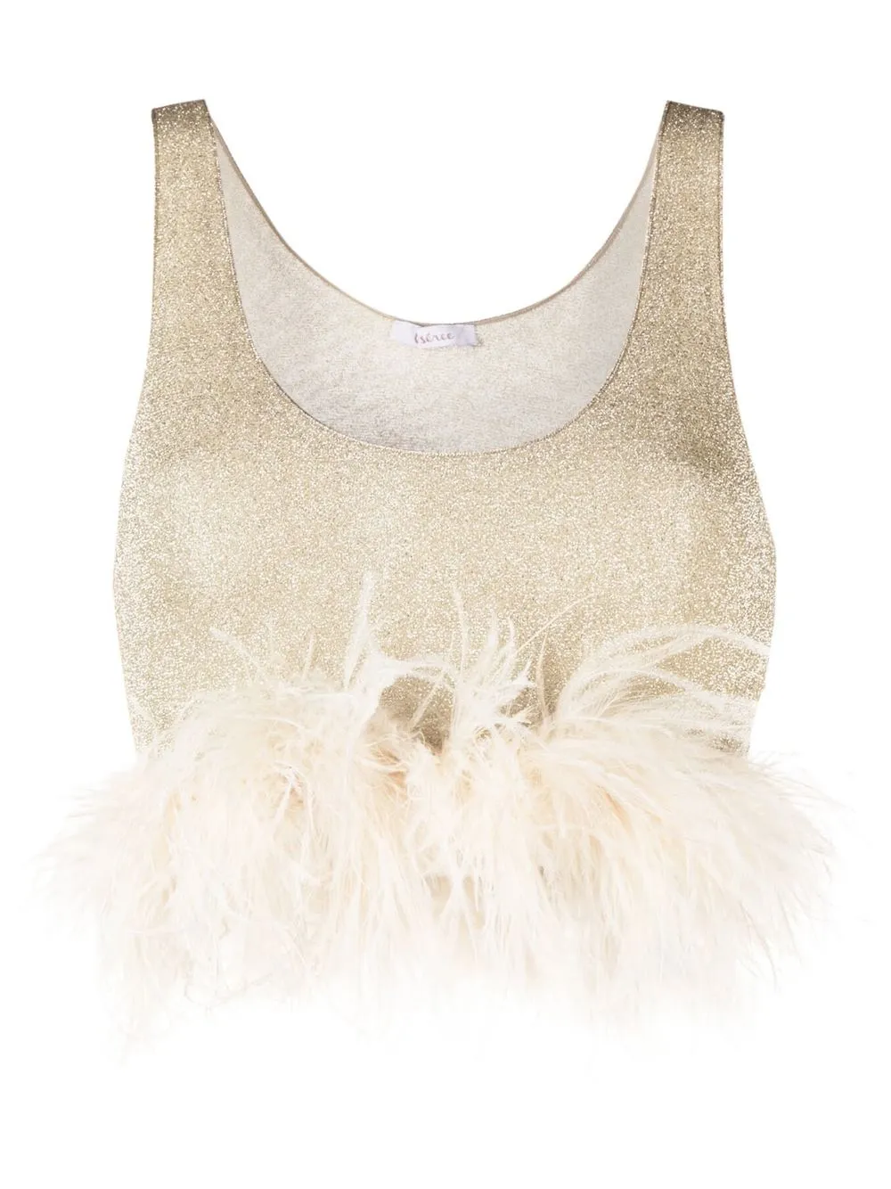 

Oséree metallic feather-detail crop top - Neutrals