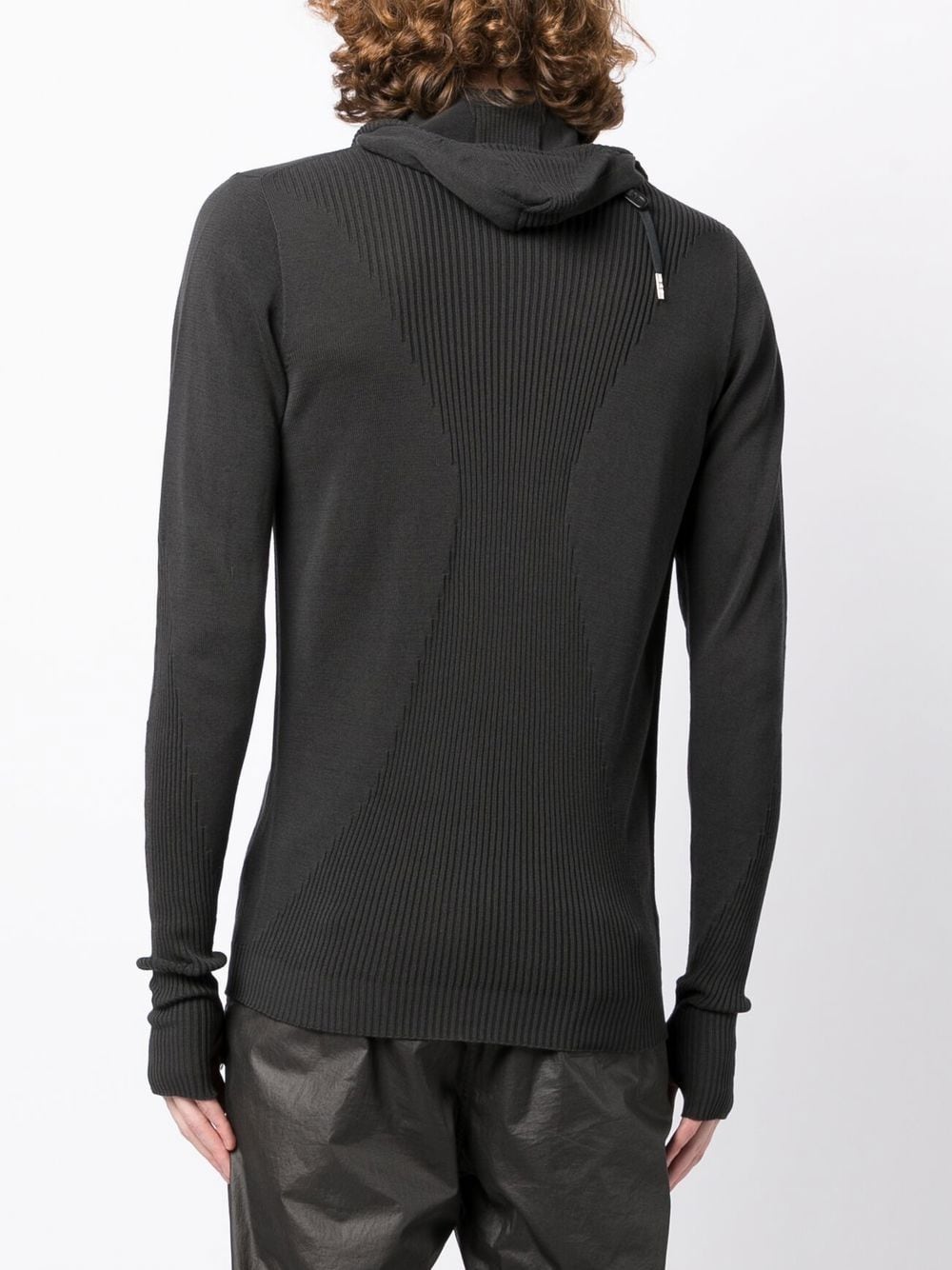 Shop Boris Bidjan Saberi Asymmetric-zip Hooded Cardigan In Schwarz