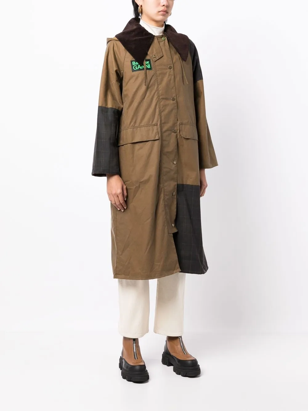 ganni x barbour burghley coat