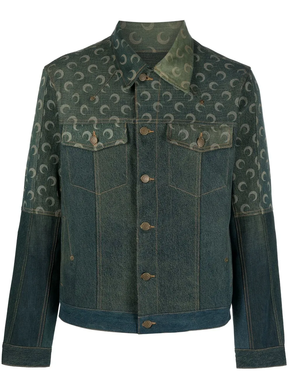 

Marine Serre crescent-moon print denim jacket - Blue