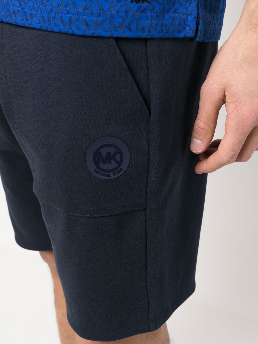 Shop Michael Kors Monogram-print Reversible Track Shorts In Blue