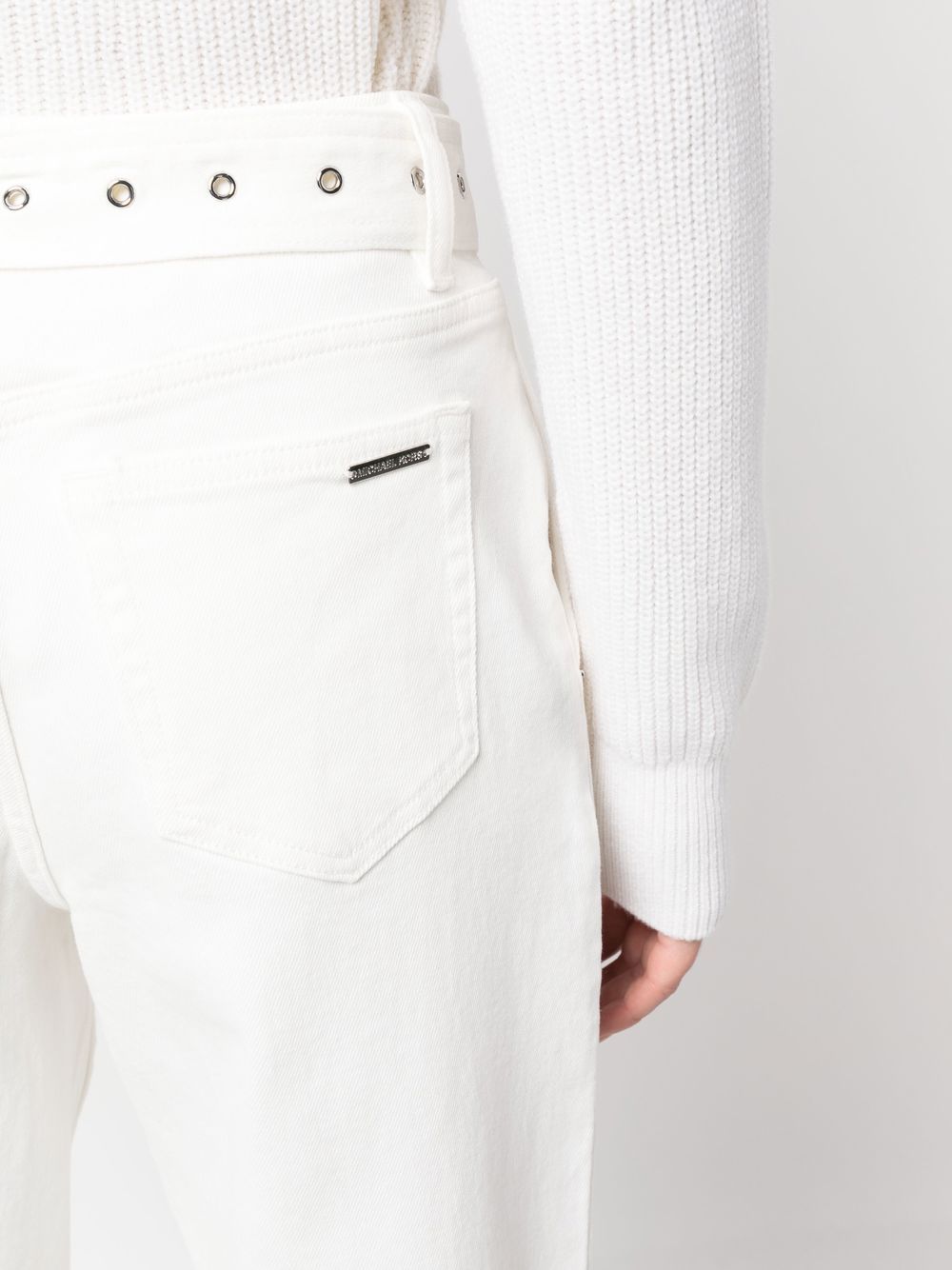 Shop Michael Michael Kors Pleat-detail Belted Jeans In White