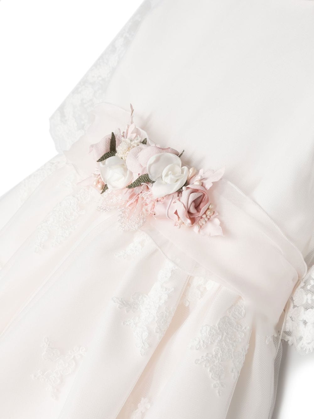 Shop Mimilù Corsage-detail Short-sleeve Dress In White