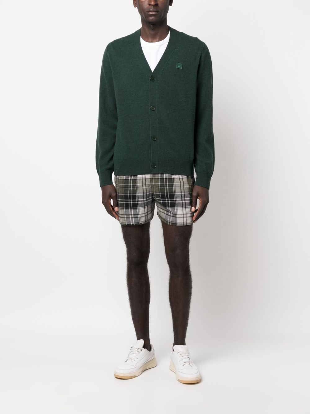 Acne Studios logo-patch V-neck cardigan - Groen