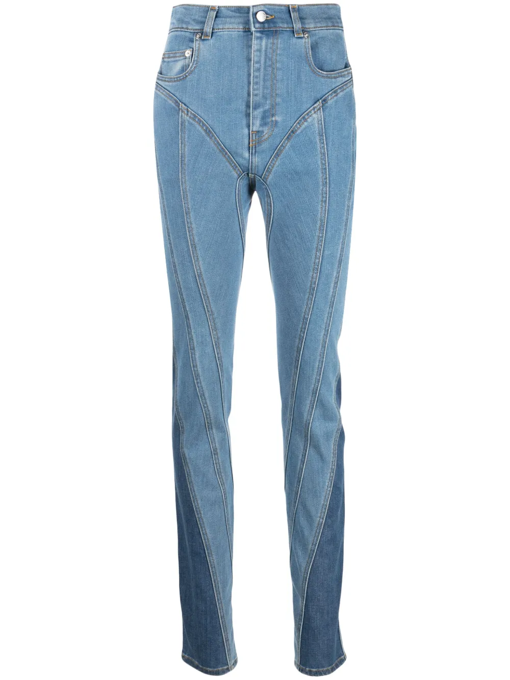 Mugler multi-panel denim jeans - Blue