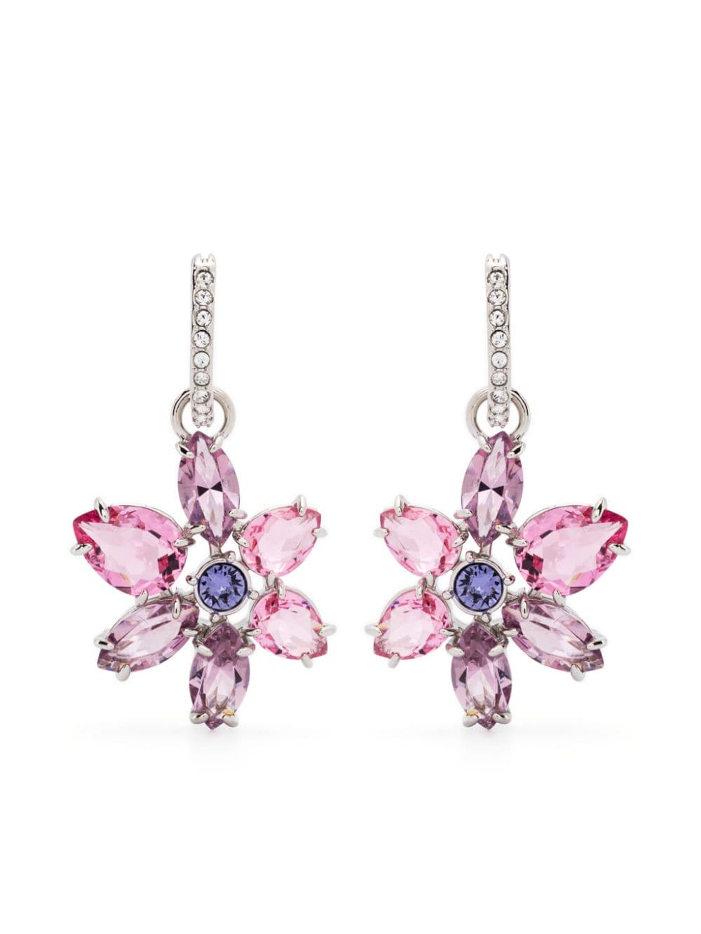 swarovski boucles d'oreilles pendantes gema à fleurs - argent