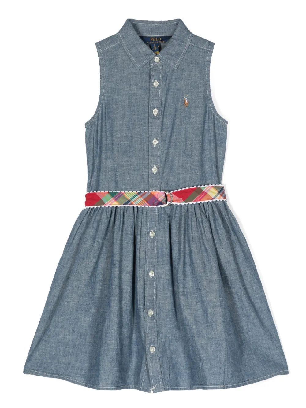 Polo Ralph Lauren Kids' Belted-waist Casual Dress In Blue