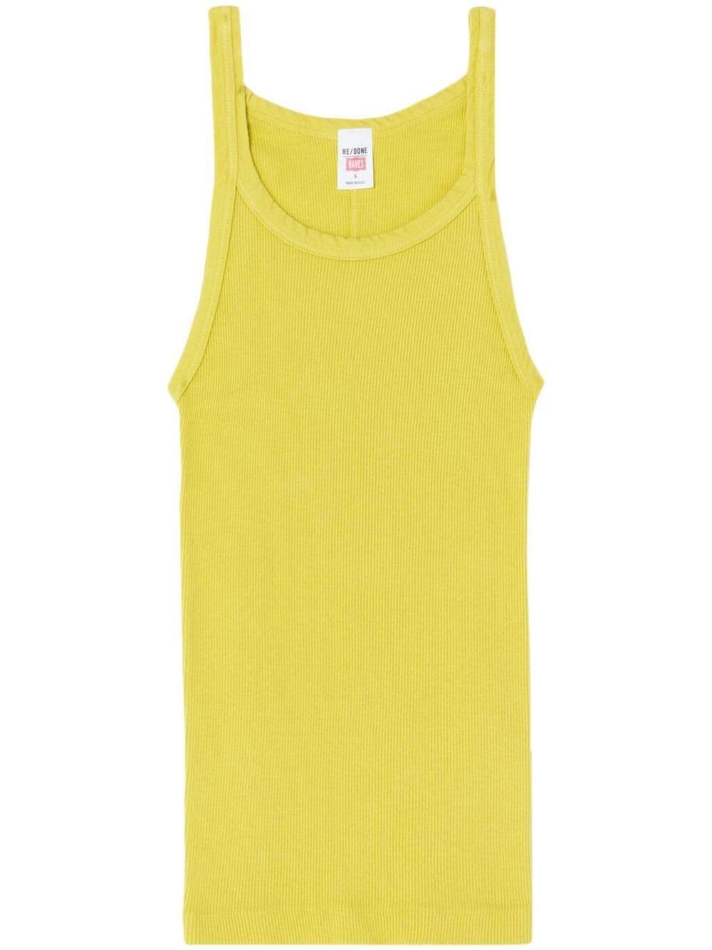 Re/done Fine-rib Cotton Tank Top In Lime