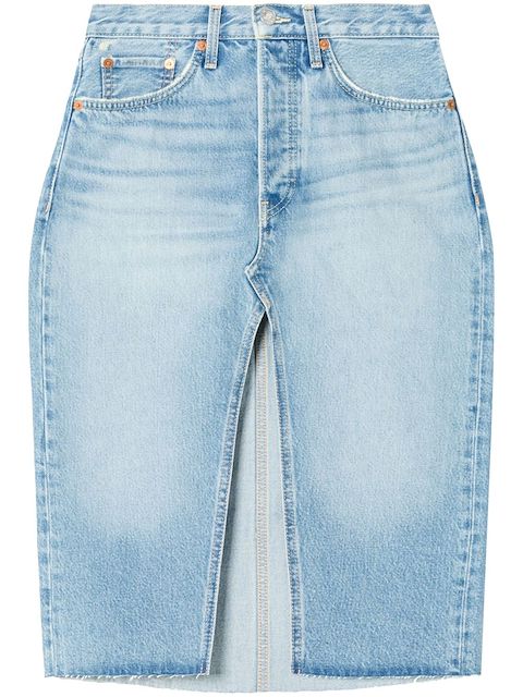 RE/DONE organic cotton midi denim skirt
