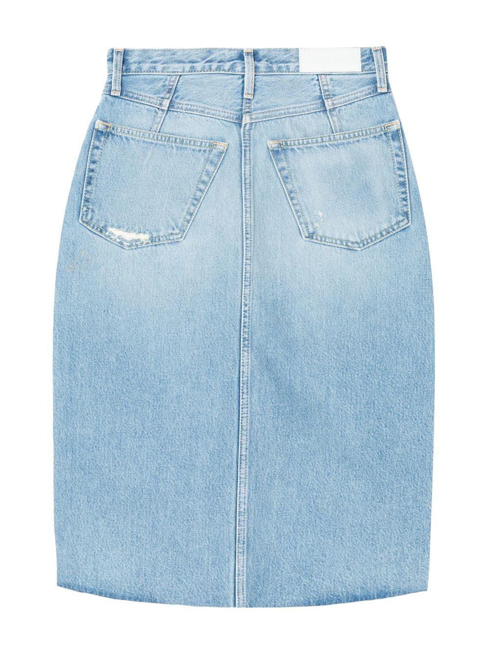 Shop Re/done Organic Cotton Midi Denim Skirt In Blue