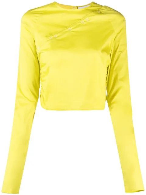 GANNI crew-neck long-sleeved blouse