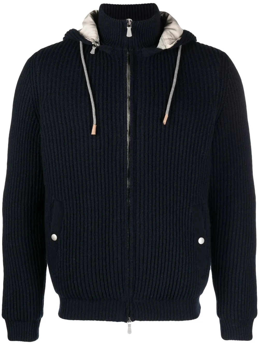 

Eleventy ribbed-knit hooded jacket - Blue
