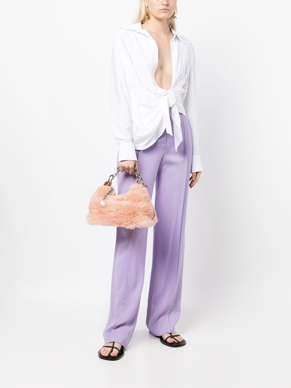 Shop Apede Mod Faux-shearling Shoulder Bag In Pink
