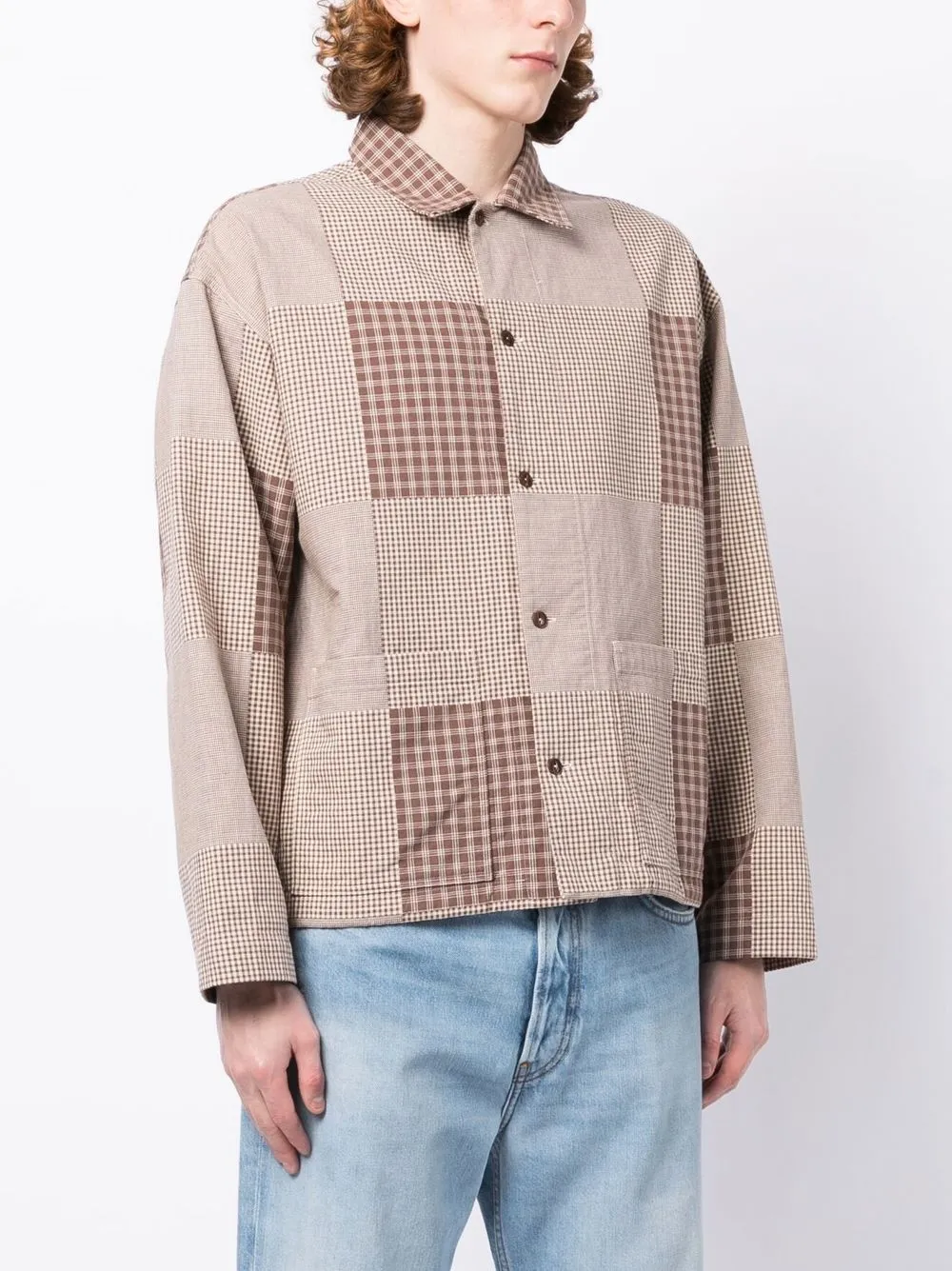 Shop Ymc You Must Create Pj Checked Long-sleeve Shirt In Brown