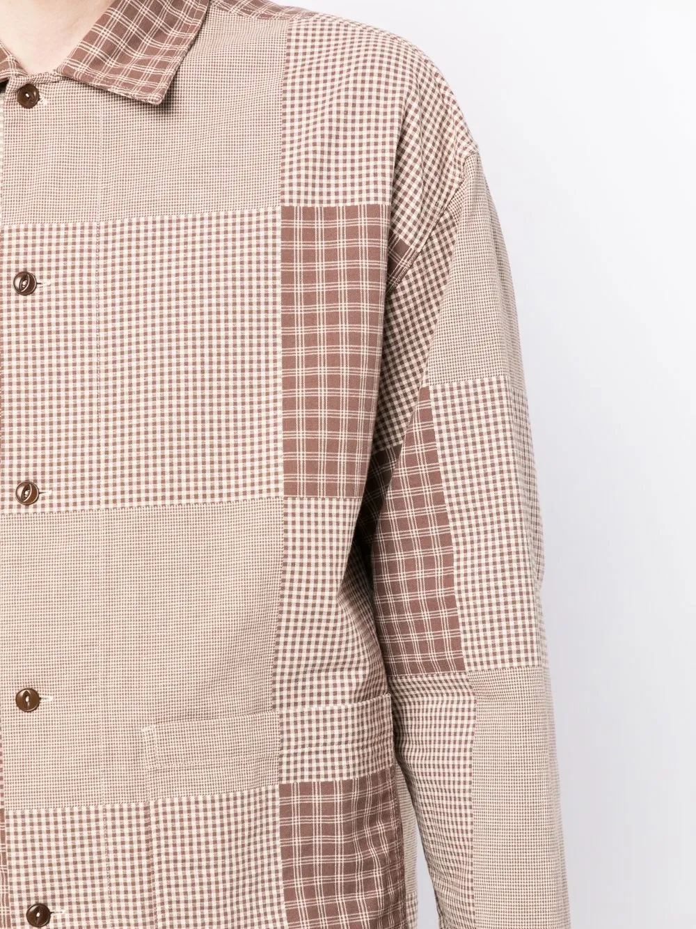 Shop Ymc You Must Create Pj Checked Long-sleeve Shirt In Brown