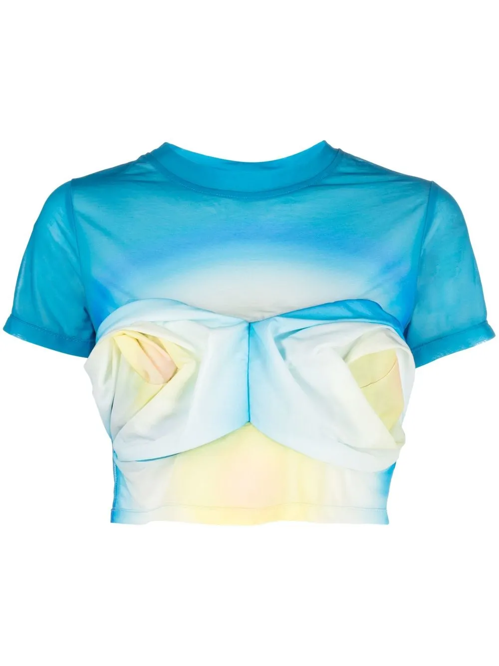 

Masha Popova flower-sculpted cropped T-shirt - Yellow