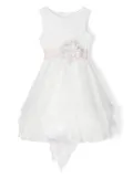 Mimilù flower-applique tiered dress - White