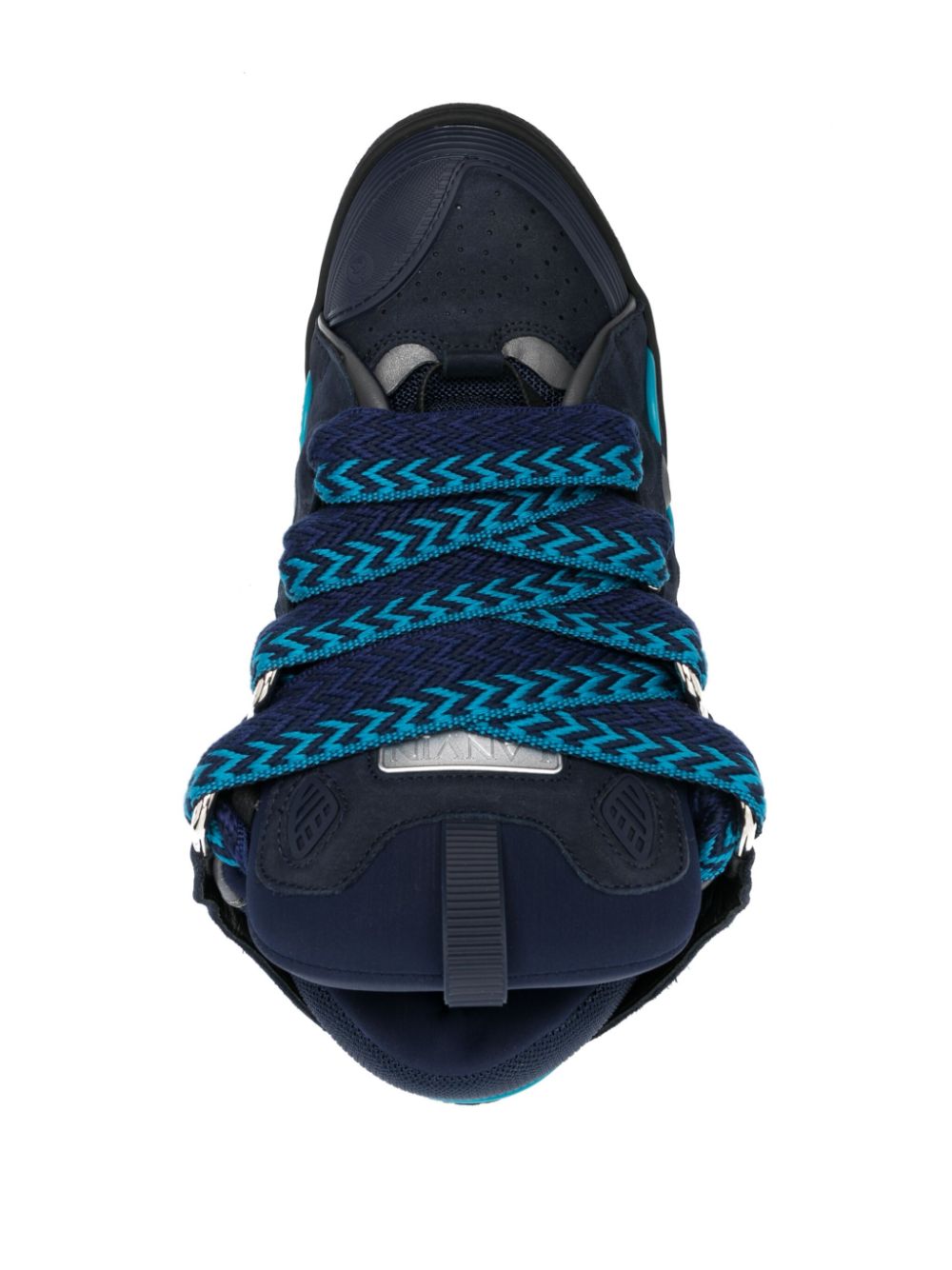 Shop Lanvin Curb Leather Sneakers In Blue