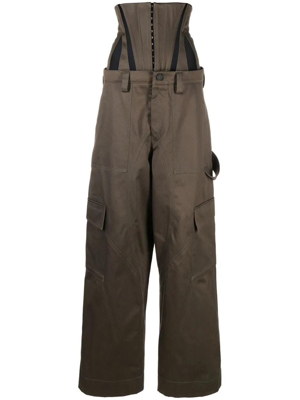Mugler Cotton Cargo Trousers In Green