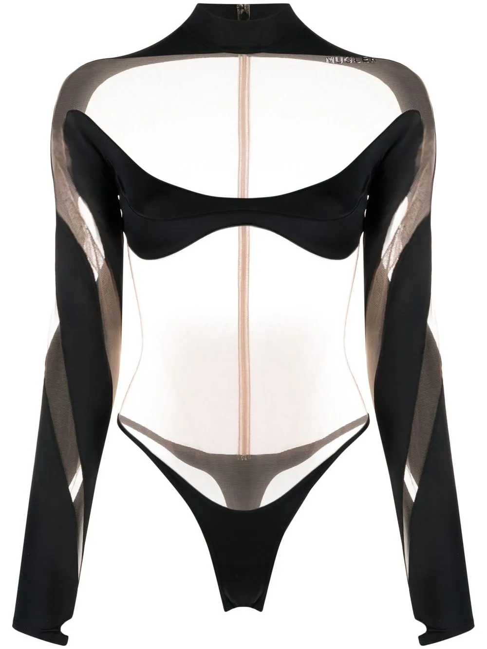 Mugler Black Illusion Sheer Bodysuit Mugler