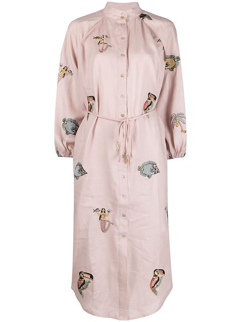ALEMAIS Besticktes Vacay Hemdkleid