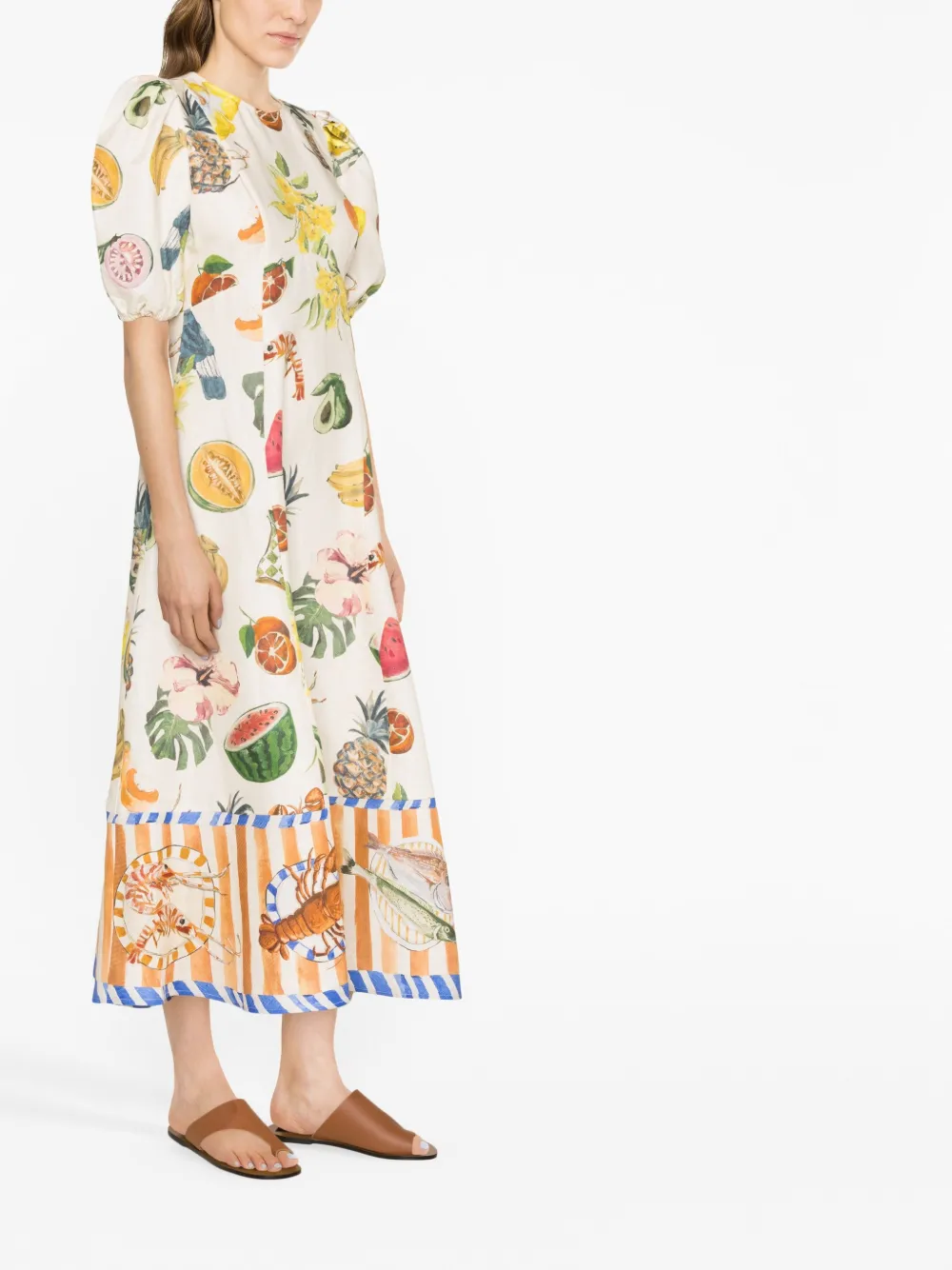 ALEMAIS fruitprint puffsleeve Dress Farfetch