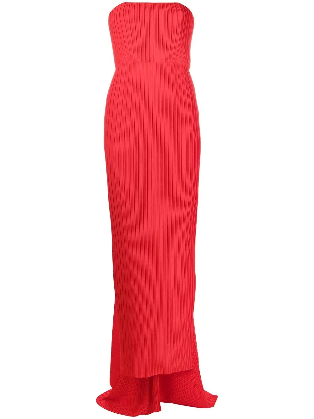 Solace London Pleated Strapless Dress In Red