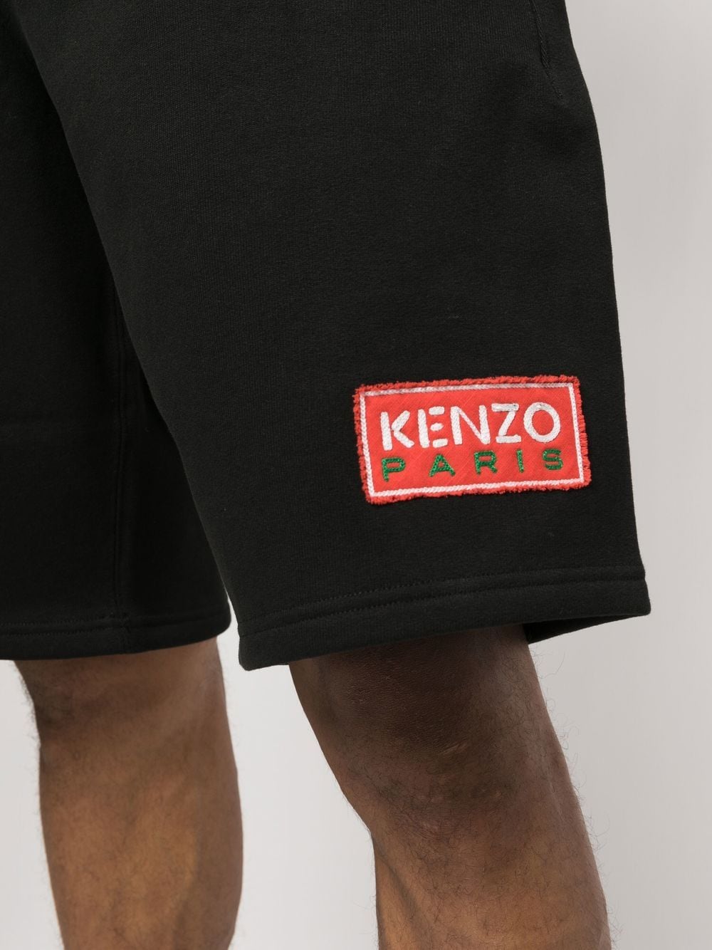 Shop Kenzo Logo-patch Detail Shorts In Schwarz