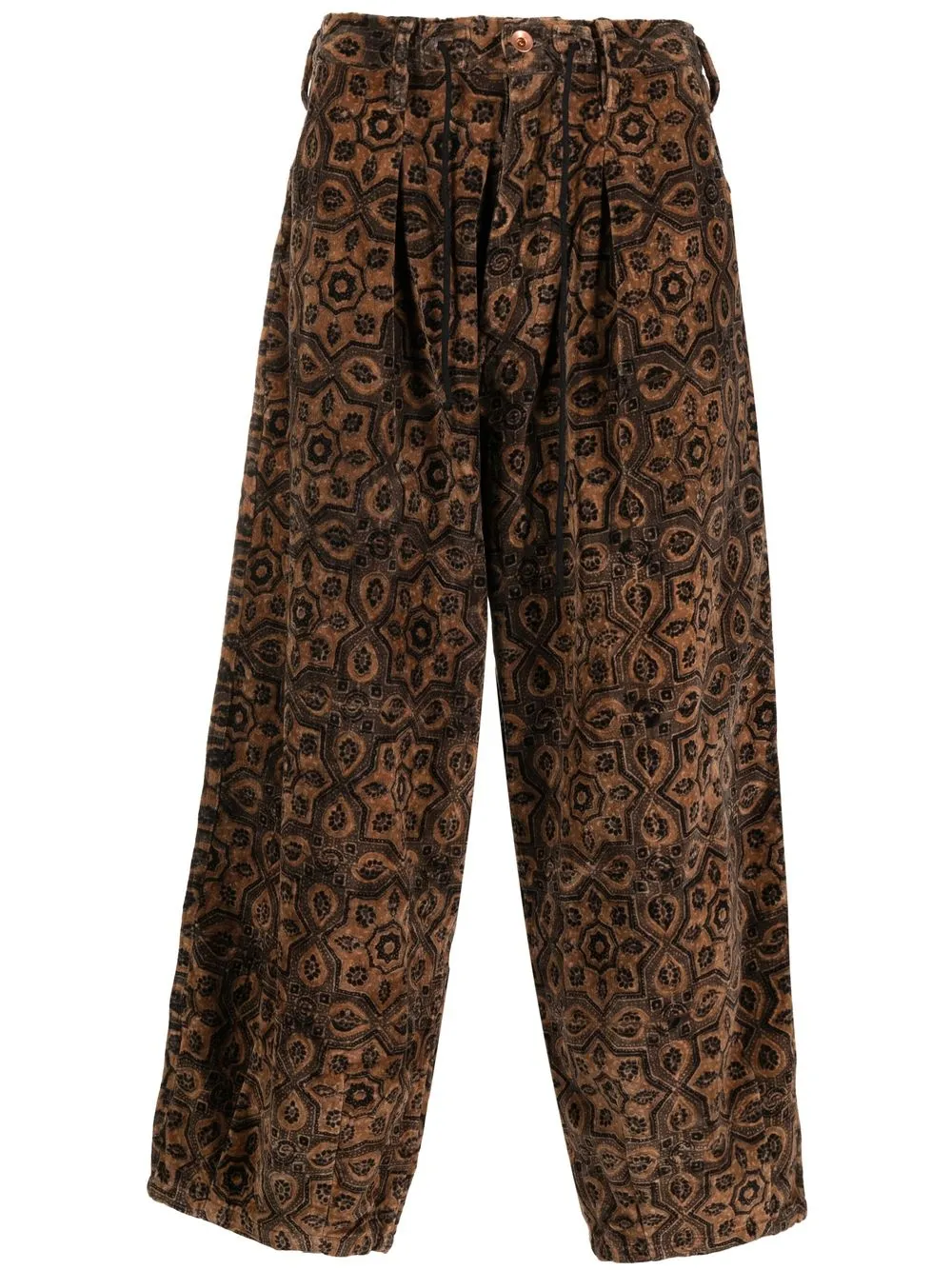 

STORY mfg. graphic-print velvet trousers - Orange