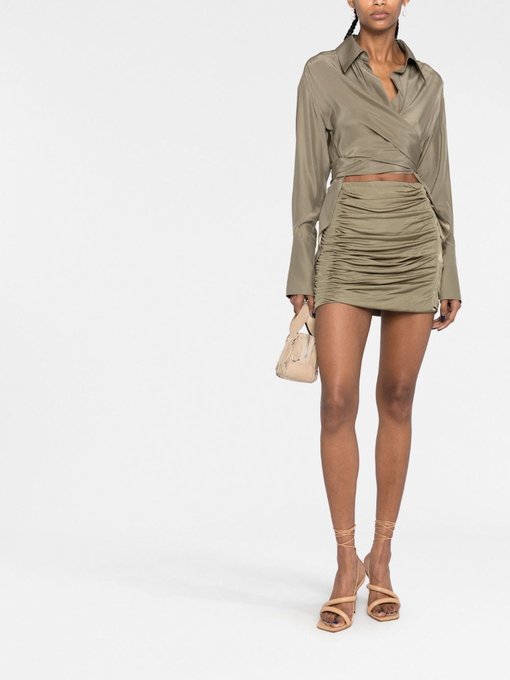 Shop Gauge81 Ruched Jersey Miniskirt In Green