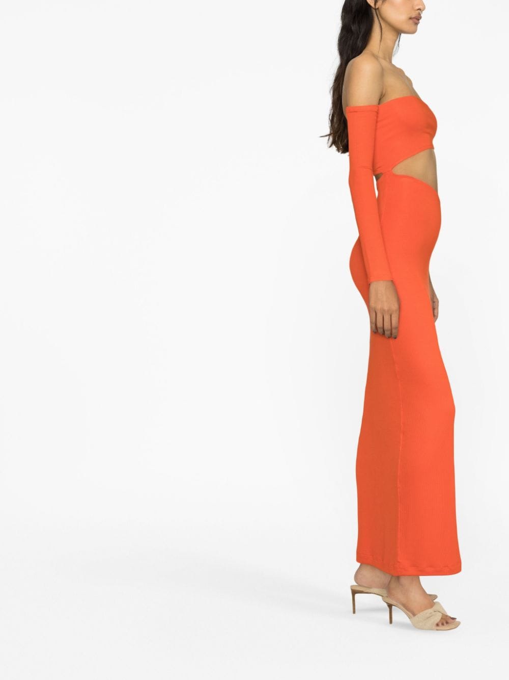 Shop Lama Jouni Off-shoulder Cut-out Dress In Orange