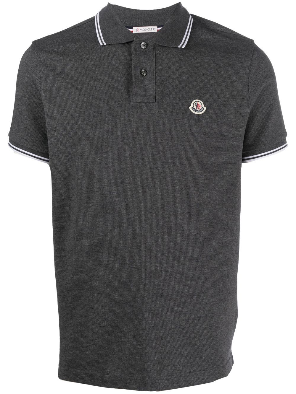 Moncler Logo-patch Short-sleeved Polo Shirt In Grey