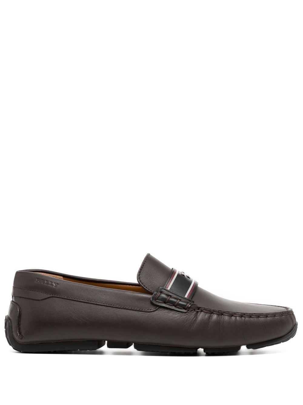Bally Logo-plaque Almond Toe Loafers In Brown
