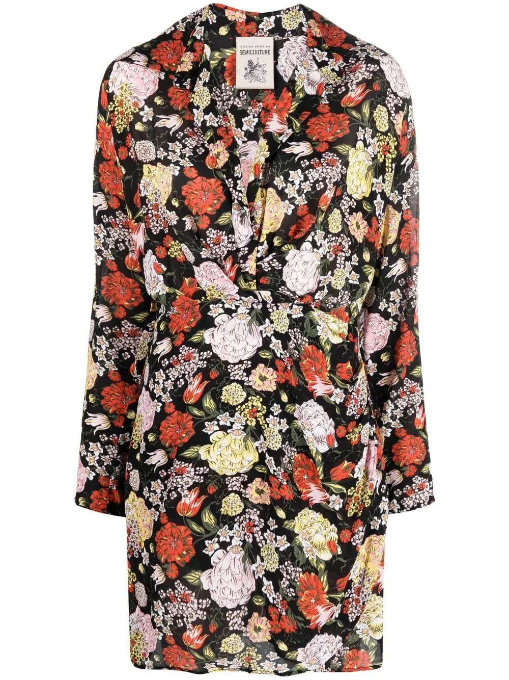 

Semicouture floral-print shirt dress - Black