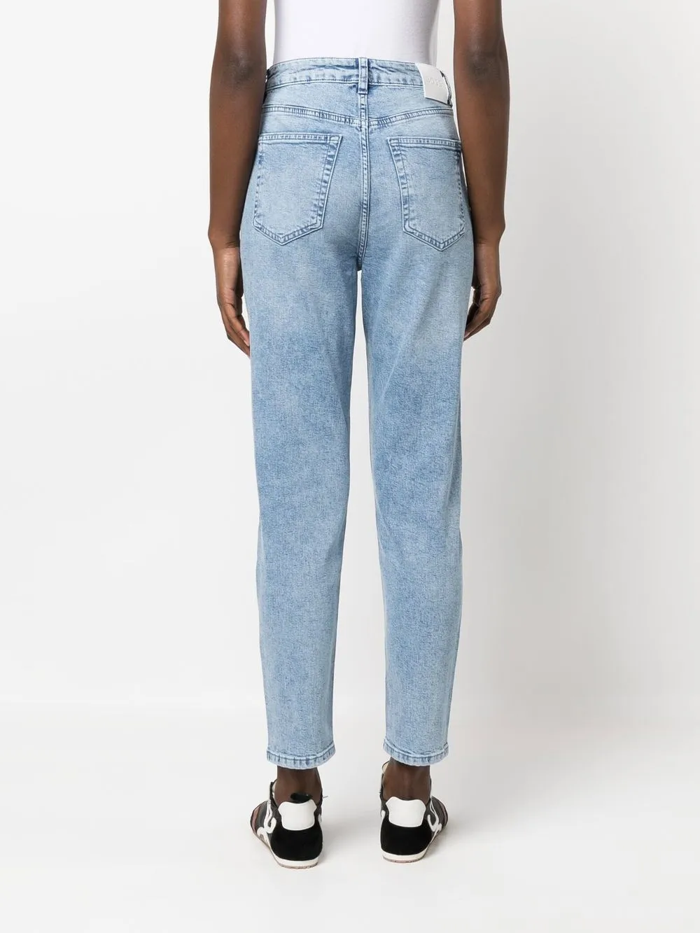 Shop Hugo Boss High-waisted Cropped Jeans In Blue