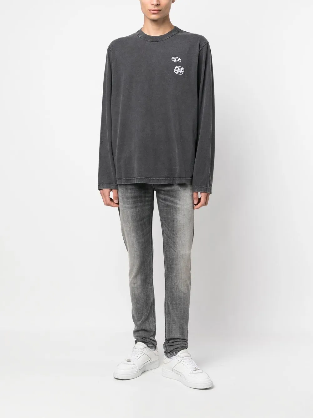 Diesel T-shirt met logoprint - Grijs