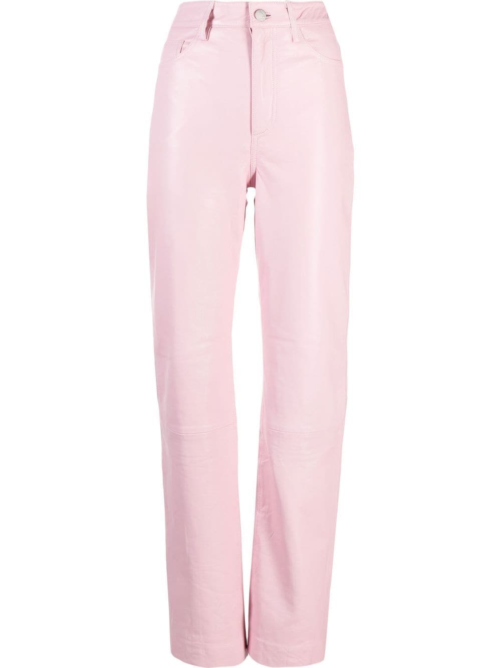 high-waist straight-leg trousers