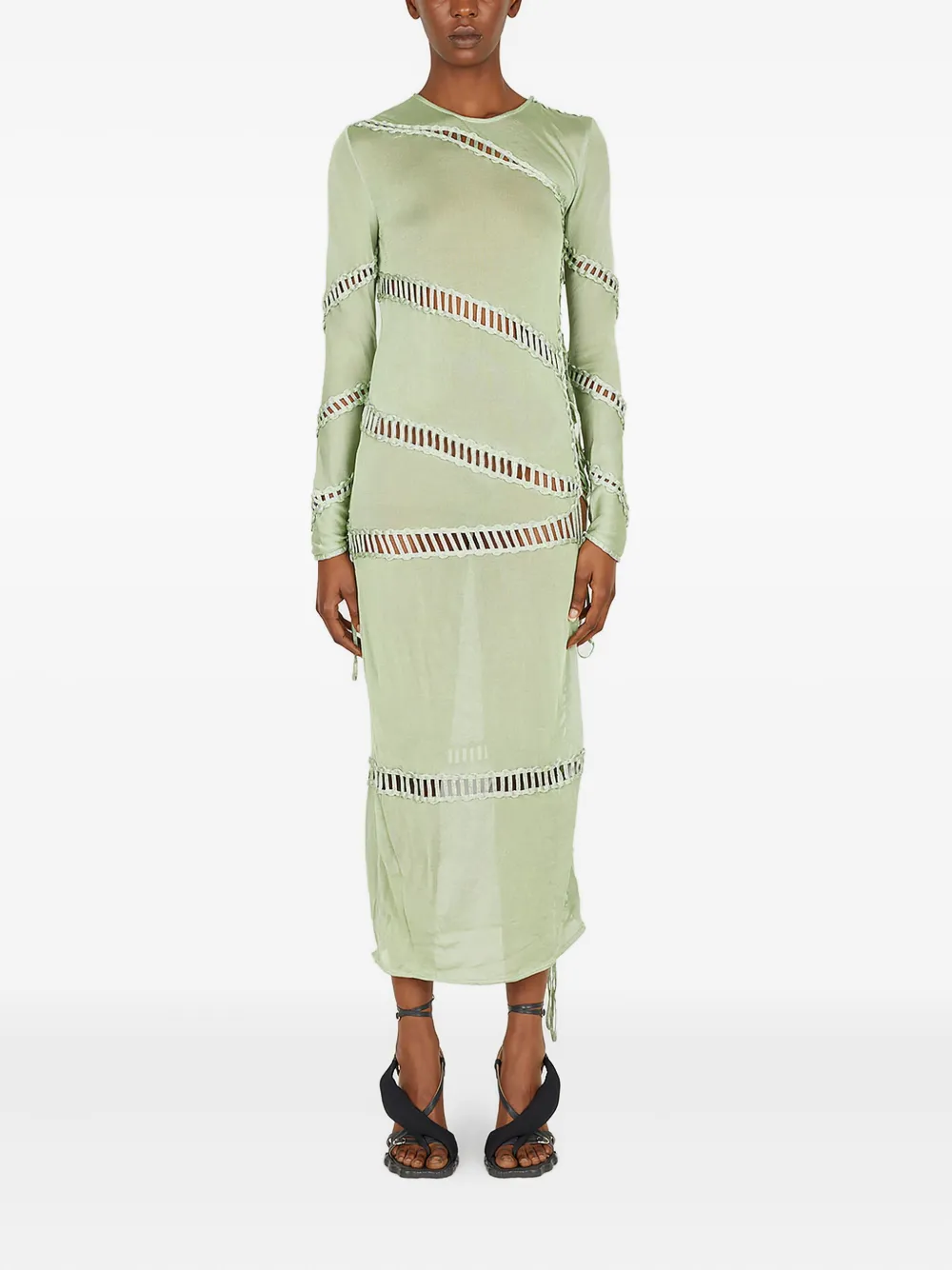 Isa Boulder braided-panel midi dress Groen