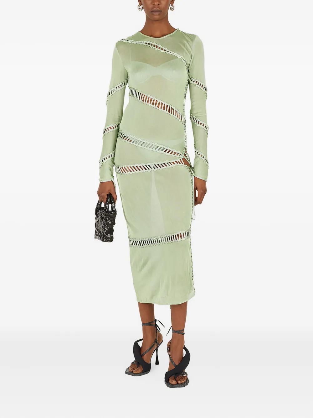 Isa Boulder braided-panel midi dress Groen