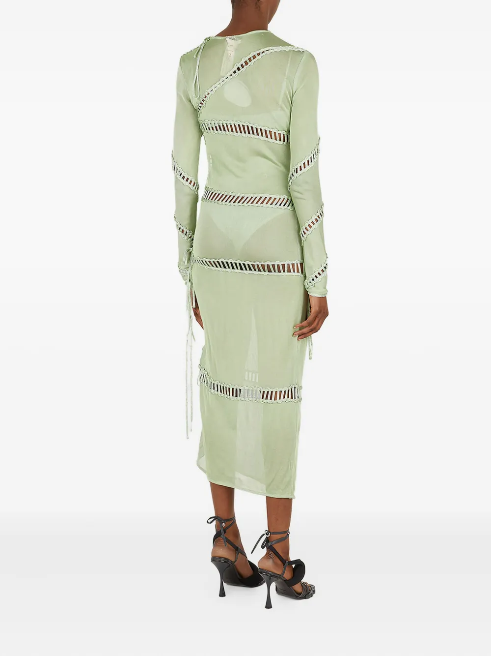 Isa Boulder braided-panel midi dress Groen