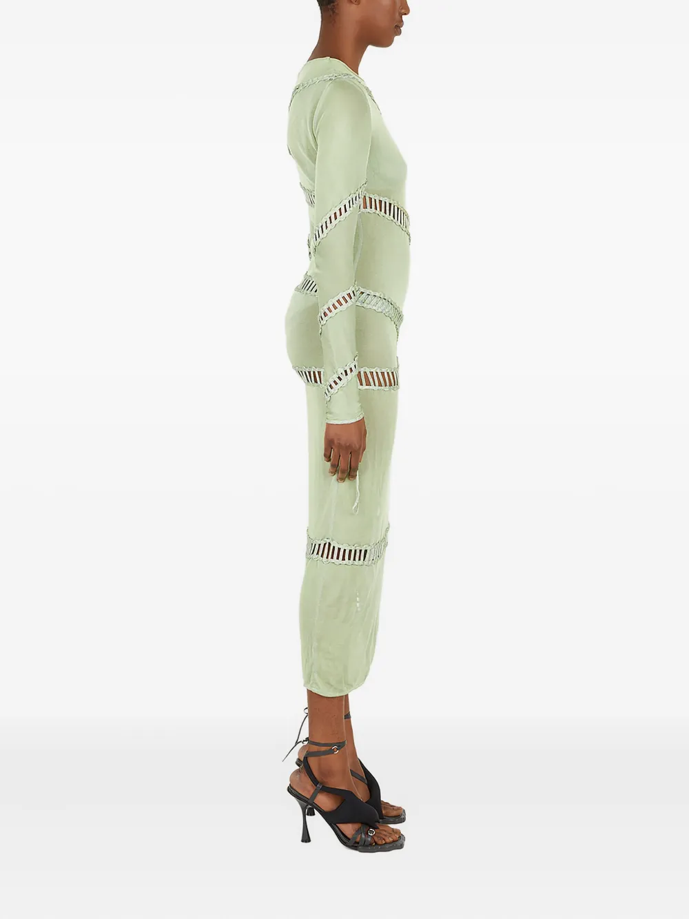 Isa Boulder braided-panel midi dress Groen