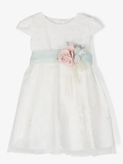 Mimilù lace-appliqué short-sleeve dress