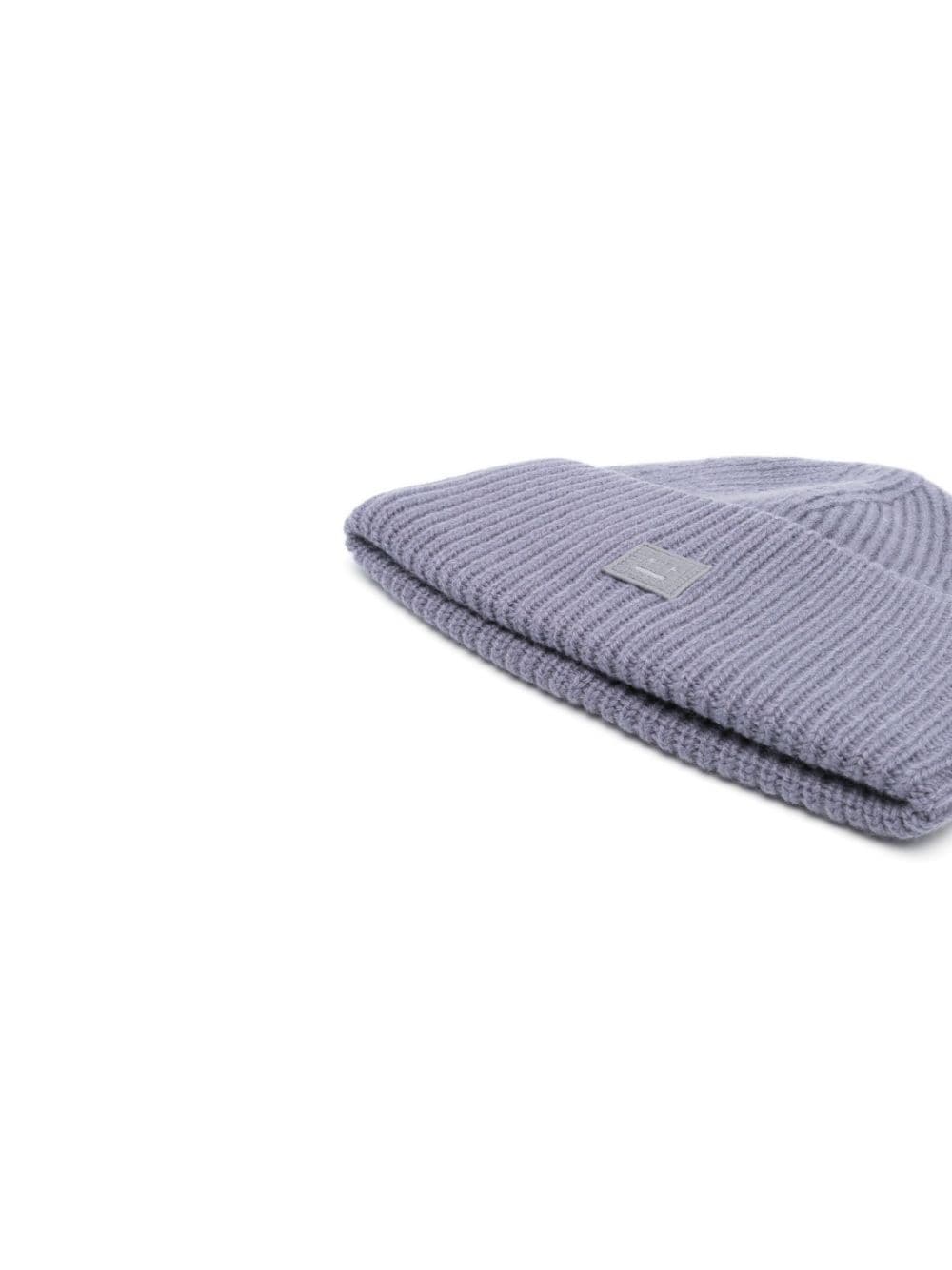 Acne Studios logo-patch ribbed-knit beanie - Paars